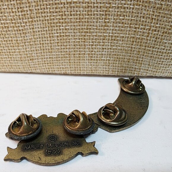 2 Vtg Harley Owners Group Motorcycle HOGS Gold Tone lapel Pins 1983, 2001 - Picture 4 of 4